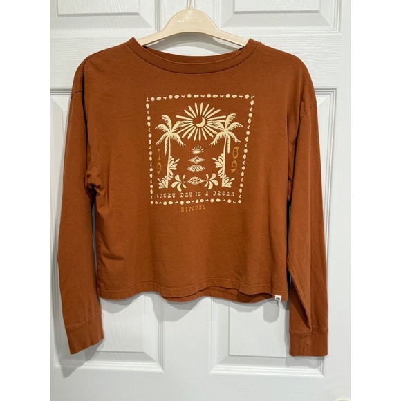 Rip Curl Tops - Rip Curl Womens Long Sleeve Graphic Tee Rust Orange Every Day Is A Dream Small